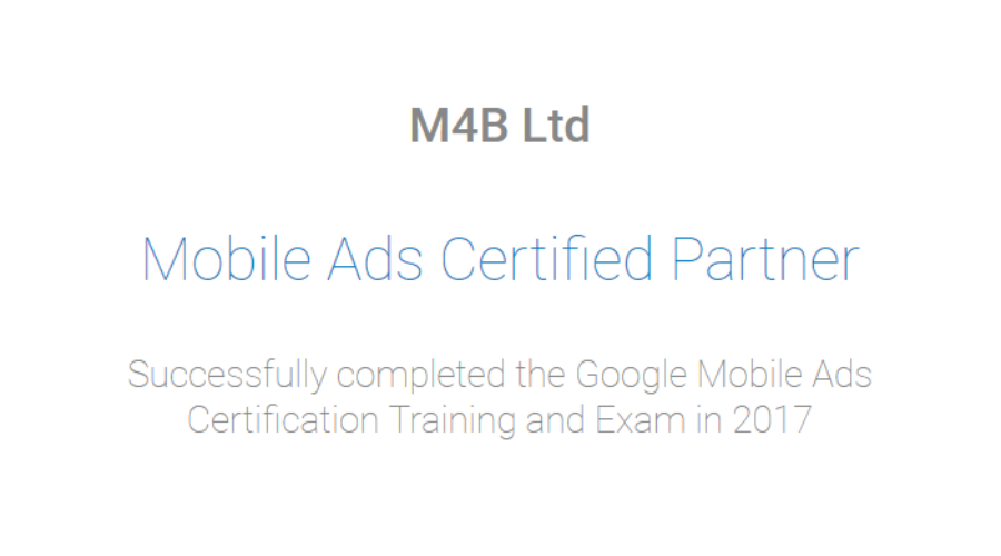 Google Partner M4B Achieve Google Mobile Ads Specialisation